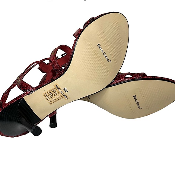 PIERRE DUMAS Adora-11 Red Faux Snakeskin Sexy Heels Zip Back Sz 9M - Picture 6 of 9
